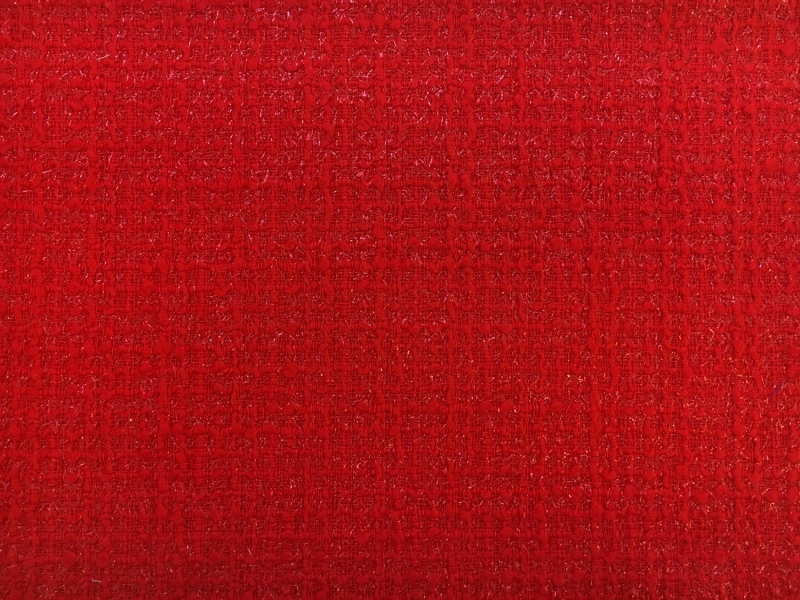 Wool and Nylon Lurex Tweed in Red | B&J Fabrics